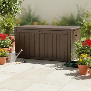 Brio - Vente flash - Boîte de rangement <span class=keywords><strong>en</strong></span> HDPE à grain de <span class=keywords><strong>bois</strong></span> robuste avec vérins à gaz - Résistante à l'eau - Écologique - Pour l'extérieur et le salon - Product Image 4