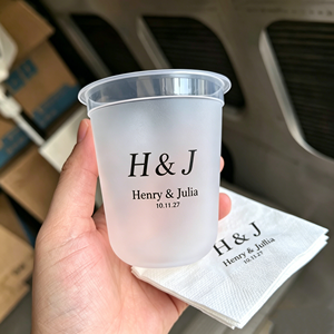 Vaso de Plástico en Forma de U de 300 ml con Logotipo Personalizado para Bodas, 14 oz, 16 oz, 24 oz, Transparente Esmerilado, Desechable, para Smoothies, Té con Leche, PP, Resistente - Product Image 1