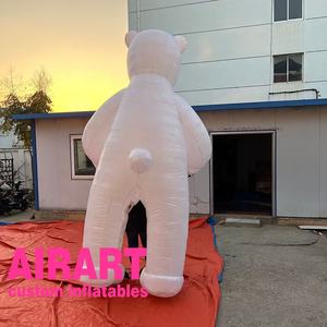 Adulto que lleva marioneta de oso blanco inflable, traje de caminar noche carnaval evento oso disfraz - Product Image 4