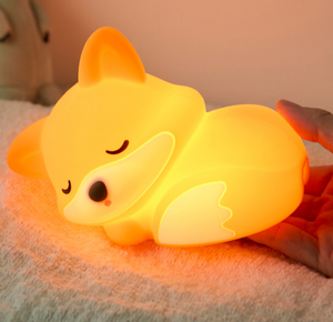 trending product 2026 Cute Animal Fox Silicone night <b>light</b> Portable Bedroom Touch Control USB Rechargeable LED Lamp For kids - Product Image 3