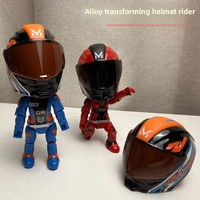 Figurine de motard de simulation en alliage transformable avec casque, modèle de poupée, ornement de bureau, modèle de moto à l'échelle 1:5
