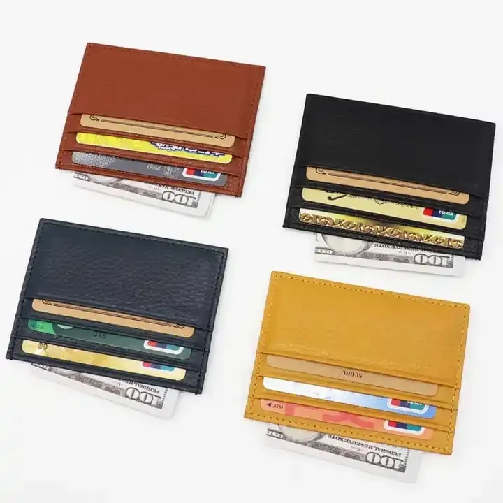 Benutzer definierte Logo-Karten halter Karten hüllen Rfid Front Pocket Wallet Minimalist Slim Echt leder Credit Case