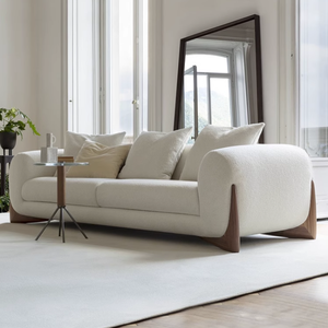 Nova Witte Woonkamer <span class=keywords><strong>Lounge</strong></span> 2 Zits Bank Sectionele Bank Lamswol Stof Scandinavische Gestoffeerde Banken Met Massief Houten Poten