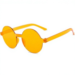 Gafas de Sol Redondas de Color Caramelo con Protección UV, Montura Invisible, Unisex, Lentes de PC, para Fiestas - Product Image 1