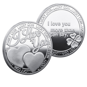 Metallhandwerk Liebesherz Gedenkmünze Ich Liebe Dich Mehr UV-Druck Beschichtet Kundenspezifisches Relief Souvenir - Product Image 4