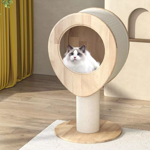 Maison pour <span class=keywords><strong>chat</strong></span> minimaliste multifonctionnelle en forme de goutte d'eau, griffoir en sisal, lit pour <span class=keywords><strong>chat</strong></span> en bois de caoutchouc pour chats d'intérieur - Product Image 2