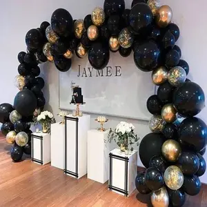 Kit de balões de látex, kit de balões dourados e pretos para decoração de chá de bebê, aniversário, casamento, adulto, gás hélio, bolas de látex, 103 peças