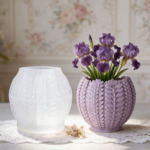 Moule en silicone pour <span class=keywords><strong>pot</strong></span> <span class=keywords><strong>de</strong></span> fleurs en résine à motif floral en relief, moule 3D pour fleurs en béton, pour pots en résine DIY, moule pour vase, pour porte-bougie, boîte <span class=keywords><strong>de</strong></span> rangement - Product Image 3