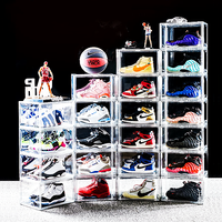 Boîte de présentation de baskets empilables pour hommes et femmes, boîte à chaussures avec couvercle, boîte de rangement en acrylique pour chaussures de placard