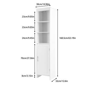 MAY HOME 63" <strong>Tall</strong> Narrow <strong>Cabinet</strong>, <strong>Bathroom</strong> Storage <strong>Cabinet</strong>, Skinny Floor <strong>Cabinet</strong>, Wooden <strong>Free</strong> <strong>Standing</strong> <strong>Cabinet</strong> with Adjustable - Product Image 3