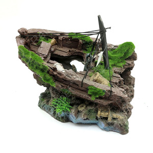 Aquarium Ornament Nave Affondata Barca Pesce Serbatoio Acquario decorazione A Vela Wreck Naufragio - Product Image 4