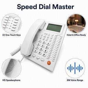 Téléphone filaire pour chambre d'hôtel avec 32 touches de numérotation rapide, identification de l'appelant et haut-parleur, personnalisable pour hôtels 5 étoiles (OEM) - Product Image 2