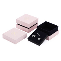 Boîte à bijoux rose écologique YZ Wholesale avec couvercle et base, doublure en éponge et impression bronzée pour l'emballage de bagues et de boucles d'oreilles