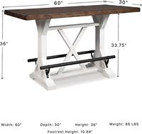 Meilleure vente : Table de salle à manger rustique style ferme, hauteur comptoir 36 pouces, marron et blanc