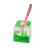 Décoration de bureau, papeterie, souvenir, cadeau, porte-stylo en acrylique pour enfants, règle liquide, flotteurs en résine 3D, presse-papier