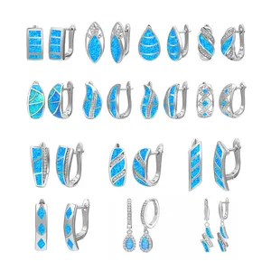 XYOP Wholesale Simple Design 925 sterling silver Synthetic opal Earrings retro Grecian silver jewellery
