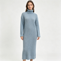 Robe longue en maille côtelée noire de haute qualité pour femme, personnalisable OEM & ODM, collection Gillian Midi, vente en gros
