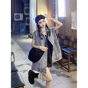 2025 chaleco vaquero Retro para mujer, cuello largo, ropa de abrigo para primavera y otoño, nuevo diseño, chaqueta en capas, decoración con botones de relleno de algodón - Product Image 2