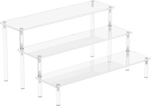 3-Tier Clear Cupcake <b>Stand</b> Large <b>Shelf</b> Risers Perfume Organizer Figure Storage <b>Stand</b> for <b>Bathroom</b> Wardrobe Dessert <b>Shelves</b> - Product Image 5