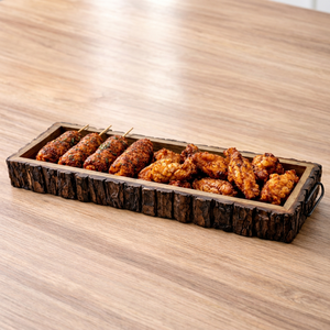 Handmade Rustic Wood Serving Tray with Bark Live Edge Decorative Wooden <b>Platter</b> for Home and Event Styling - Product Image 1