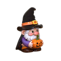 Récipients de stockage de figurines en céramique au design de cuisine Halloween personnalisé Pot à biscuits en forme de gnome en porcelaine citrouille assistant enchanteur
