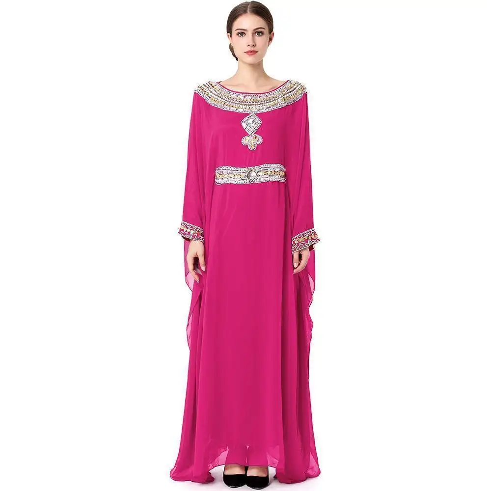 Wholesale Muslim Women Dresses Middle Eastern Robe Long Sleeved Arabic Dubai Abaya Muslim Women Dress