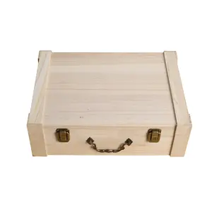 Stash Gift Packing Storage Candle Keepsake Box Wholesale Custom Unfinished Rectangle Wood with Hinged Lid Handle Pine Wood Box