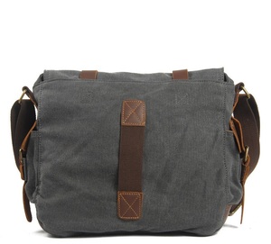 Cloth Bag Retro Canvas with Crazy Horse <strong>Leather</strong> Men and <strong>Women</strong> Messenger Bag Shoulder Bag Casual <strong>Satchel</strong> - Product Image 3