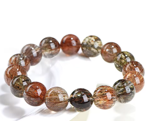 Pulsera de Cristal Natural Super Siete, Cuarzo Rutilado Negro Dorado, Cuentas Curativas, Joyería Unisex de Piedra Melodía, Suministro al por Mayor - Product Image 3