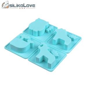 Multi-shaped silicone molds for making <b>soap</b>, wax, ice cubes, etc. in the shapes of tiger, bear, whale, and horse - Product Image 1