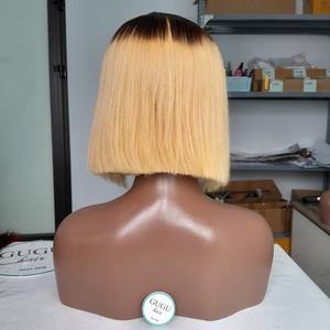 Peluca vietnamita de doble dibujado Bob Peluca de cabello humano crudo Resalte Rubio ceniza Bob peluca alineada con cutícula de cabello vietnamita crudo - Product Image 2