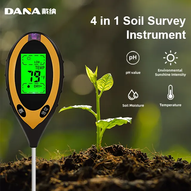 4 IN 1 Digital Soil Tester Soil pH Meter Moisture Tester Light Sensor Meter and digital LCD Soil Ph Meter