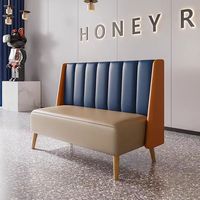 Ensemble de canapés de restaurant moderne de luxe léger, tables et chaises de café extérieur, tabourets de bar - Mobilier en cuir écologique