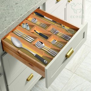 Durable in Use Adjustable Kitchen <b>Drawer</b> <b>Organizers</b> Wholesale Set of 4 Bamboo <b>Drawer</b> <b>Organizer</b> - Product Image 4