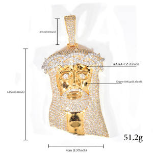 Collana con Ciondolo Personalizzato Gesù Cristianismo Hip Hop, Placcata Oro 18k con Zirconi, Gioielli alla Moda per Uomo - Product Image 4