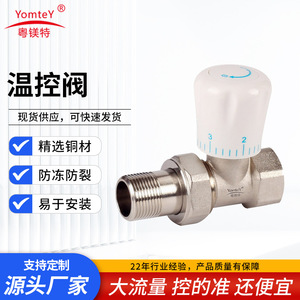 <b>Thermostatic</b> <b>Control</b> Valve Brass Nickel Plated Straight Through Internal Thread For Water Temperature Regulation - Product Image 5