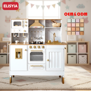 Non Toxic Wooden Kitchen Play <strong>Set</strong> <strong>Microwave</strong> Tap Range Hood Mixer Toaster Role Play Toy <strong>Set</strong> for Toddlers - Product Image 4