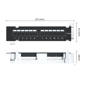 Panneau <span class=keywords><strong>de</strong></span> brassage mural <span class=keywords><strong>12</strong></span> ports CAT5E CAT6 non blindé |   Solution <span class=keywords><strong>de</strong></span> câble réseau Ethernet |   Pour boîtier <span class=keywords><strong>de</strong></span> télécommunications et câblage <span class=keywords><strong>de</strong></span> bureau, noir - Product Image 5