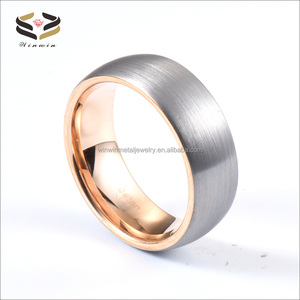 Anelli di Fidanzamento Classici a Cupola 8mm in Tungsteno Spazzolato Argento e Oro Rosa per Uomo e Donna, Fedi Nuziali Comfort Fit Invisibili - Product Image 2