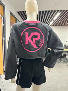<span class=keywords><strong>Felpa</strong></span> corta da donna grigio scuro con colletto a contrasto rosa Neon stile serenità grafica alla moda <span class=keywords><strong>felpa</strong></span> Casual <span class=keywords><strong>Crop</strong></span> - Product Image 3