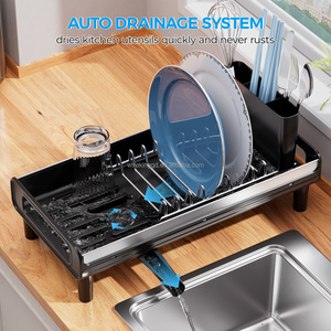 WIREKING Égouttoir à vaisselle moderne en acier inoxydable antirouille, petit égouttoir pour évier de cuisine, égouttoir pour armoires de cuisine - Product Image 1