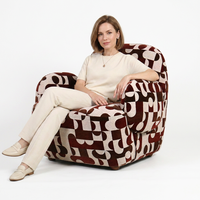 Fauteuil à motif géométrique rétro moderne, fauteuil d'appoint rembourré en jacquard style pop art des années 70 pour le salon et la décoration d'hôtel