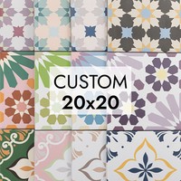 Azulejos de Pared de Cerámica Mate Antideslizantes Mediterráneos de 20x20 Hechos a Medida con Patrones Geométricos para Baños Interiores