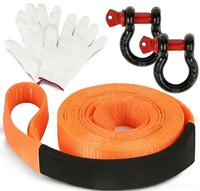 Kit de sangle de remorquage robuste Sangles de remorquage de récupération Manilles Combo Sac de rangement et boîte de marque pour le remorquage d'urgence hors route