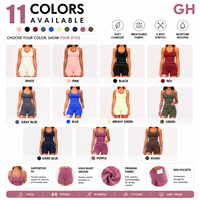 Ensemble de sport et yoga 2 pièces pour femme GH Factory – Color Block avec logo frontal, Spandex/Nylon, haute extensibilité, shorts de gym et de course brossés