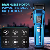 Kemei KM-2796 gunting rambut profesional dengan pisau DLC dan baterai Lithium 4600mAh dan daya besar dengan LCD dengan 2 pisau dalam 1 Set