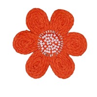 Vente en gros d'appliques florales 3D au crochet faites à la main, multicolores, en coton perlé, pour accessoires de couture DIY pour cheveux et pulls