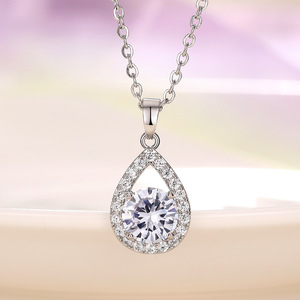 Collana con pendente a goccia di zircone per donna, semplice catena a forma di pera, gioielli alla moda - Product Image 1