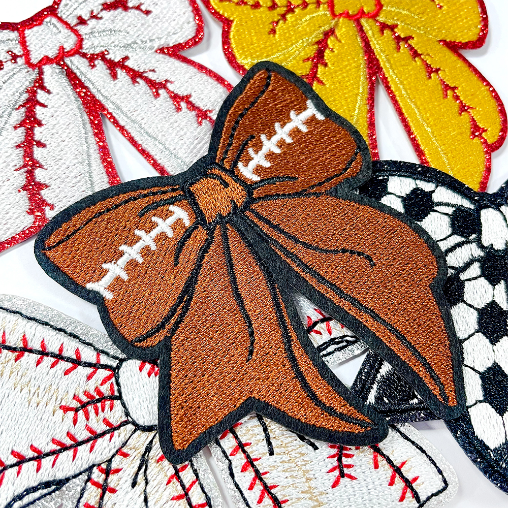 9 Pack Softball Iron-On Patches - Embroidered Bow Patches For Game Day Clothing & Accessories