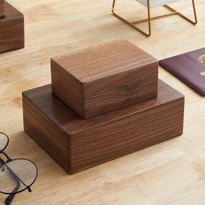 Solid Wood Rectangular Jewelry <b>Box</b> <b>Black</b> Walnut Wood Storage <b>Box</b> With Lock Rustic Style For Jewelry Document Collection - Product Image 3